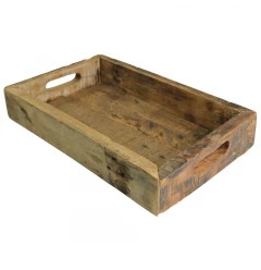 petite wooden block serving tray made of hardwood with natural wood stain
