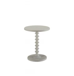 22" White Solid Wood Round End Table