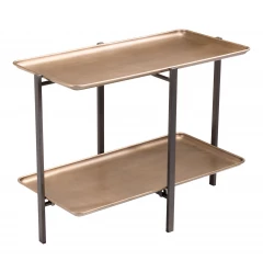 33" Gold And Black Steel Coffee Table With Shelf
