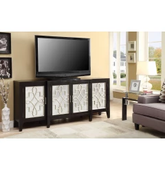 72" Black Solid Wood Console Table