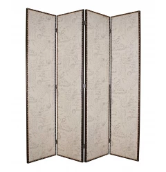 Tan wood fabric screen with a rectangle shape suitable for room division or privacy