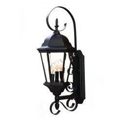 Three Light Matte Black Swing Arm Lantern Wall Light