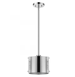Zoom 1-Light Polished Stainless Steel Pendant With Seeded Acrylic Accents
