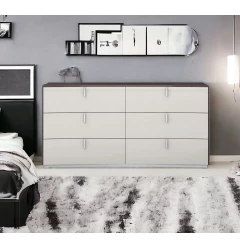 62" Gray Six Drawer Double Dresser