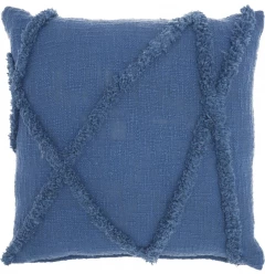 Chic blue textured lines throw pillow with electric blue pattern and grey accents fashion accessory