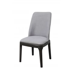Set of Two Light Gray And Gray Upholstered Linen Dining Side Chairs