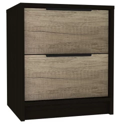 Black Open Compartment Two Drawer Nightstand