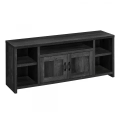 59" Black Cabinet Enclosed Storage TV Stand
