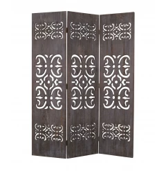 52 X 67 Brown 3 Panel Wood  Screen