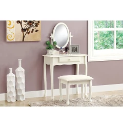 69" White One Drawer Mirrored Nightstand