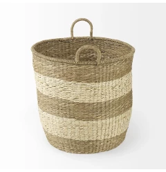 round wicker storage baskets natural beige wood