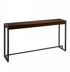 54" Dark Brown and Gunmetal Sled Console Table