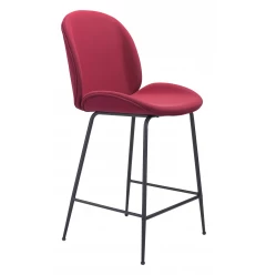 26" Red And Black Steel Low Back Counter Height Bar Chair
