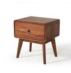 Modern Mid Century Walnut Nightstand with Single Drawer