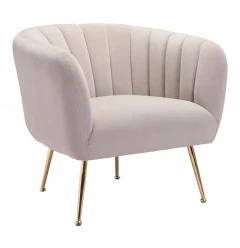 Soft vertical channel accent club chair with armrests and wood composite material