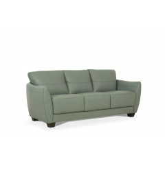 Black watery leather sofa with comfortable cushioning and wooden frame