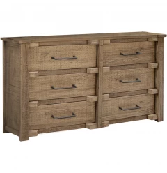 67" Natural Solid Wood Six Drawer Double Dresser