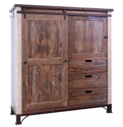 55" Brown Solid Wood Three Drawer Gentlemans Chest