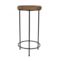 Set of Three 29" Black And Brown Round End Tables