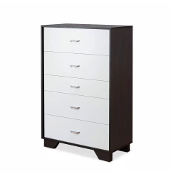 32" Brown and White Five Drawer Standard Chest