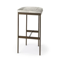 35" Grey Iron Backless Bar Chair