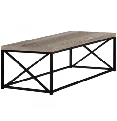 44" Brown And Black Iron Coffee Table