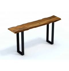 69" Brown and Black Solid Wood Distressed Sled Console Table