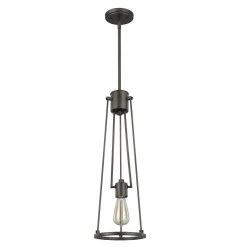 Jade 1-Light Oil-Rubbed Bronze Pendant With Vertical Structural Frames