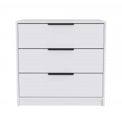 28" White Manufactured Wood Three Drawer Dresser