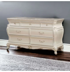 66" Pearl Solid and Manufactured Wood Seven Drawer Triple Dresser