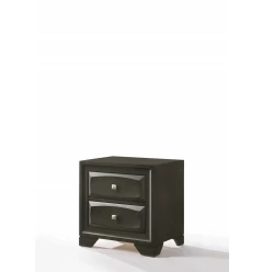 24" Gray Two Drawers Solid Wood Nightstand