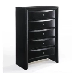 32" Black Solid Wood Five Drawer Standard Chest