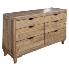 56" Natural Solid Wood Four Drawer Double Dresser