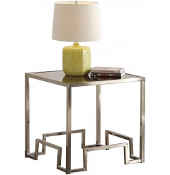 24" X 24" X 24" Champagne And Clear Glass End Table