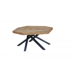 42" Brown And Dark Gray Solid Wood And Iron Free Form Coffee Table