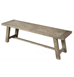 60" Natural And Brown Distressed Solid Wood Dining bench