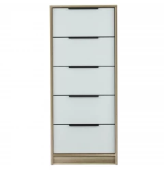 42" Brown And White Five Drawer Chest