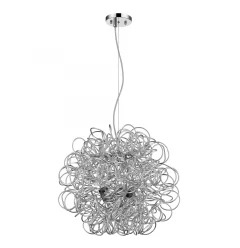 Mingle 4-Light Polished Chrome Pendant With Faceted Chrome Aluminum Wire Shade
