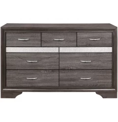 62" Grey Solid Wood Nine Drawer Double Dresser