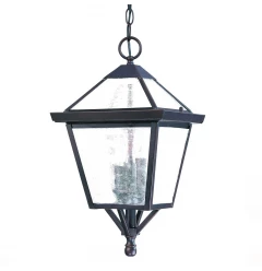 Three Light Bronze Glass Hanging Lantern Light