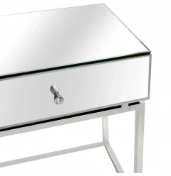 47" Silver Mirrored Glass Frame Console Table And Drawers