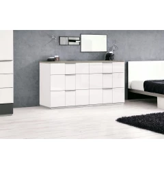 57" White Six Drawer Double Dresser