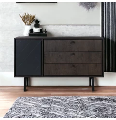 63" Gray Solid Wood Three Drawer Dresser