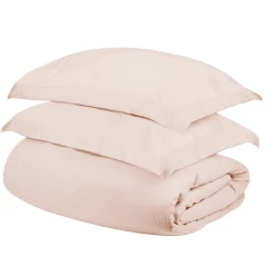 Pink Twin Cotton Blend 400 Thread Count Washable Duvet Cover Set