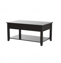 40" Black Manufactured Wood Lift Top Coffee Table With Storage