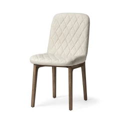 Cream And Brown Upholstered Fabric Dining Side Chair