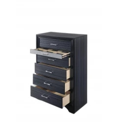 34" Black Solid Wood Six Drawer Chest