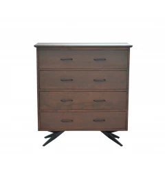 18" Brown And Black Solid Wood Four Drawer Chest