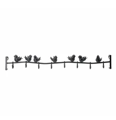 Modern Black Birds Eight Hook Wall Coat Hanger