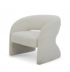 Cream textural solid arm chair with comfortable rectangle shape and artistic composite material design